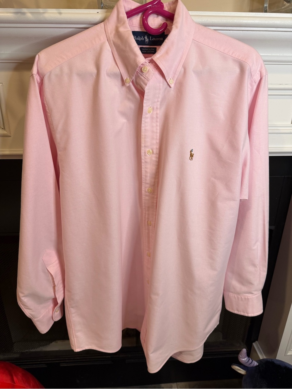 Vintage Polo Ralph Lauren Yarmouth Shirt Mens 16 32/33 Pink Dress Button Down